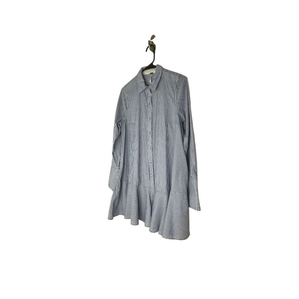 Free People XS Blue White All For You Striped Collared Flared Skirt Dress - Picture 4 of 13